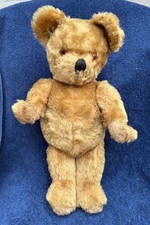 1950's 16" VINTAGE MOHAIR TEDDY BEAR, INOPERATIVE GROWLER