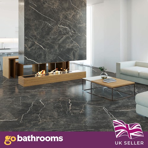 Black marble tiles - tiles, porcelain