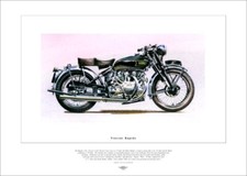 Motorcycle Fine Art Print depicting VINCENT RAPIDE  Classic 1000cc Motorbike HRD