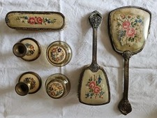 Antique Ladies 7 Piece Embroidered Vanity Dressing Table Set