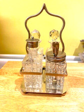 Victorian Cruet/Condiments cut glass 4 pc set