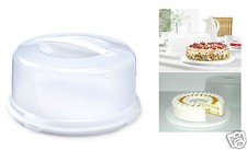 Plastic Cake Box Tub With Clips Handle Storage Containers Carriers Airtight Lid 