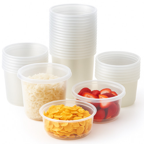 Round food containers - round, plastic