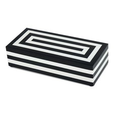 Black white wooden storage box - white,