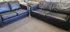 Black Leather 3 Seater Sofa