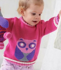 Knitting pattern copy 0770.  Baby Child owl design sweater.  20-26 inch chest.  