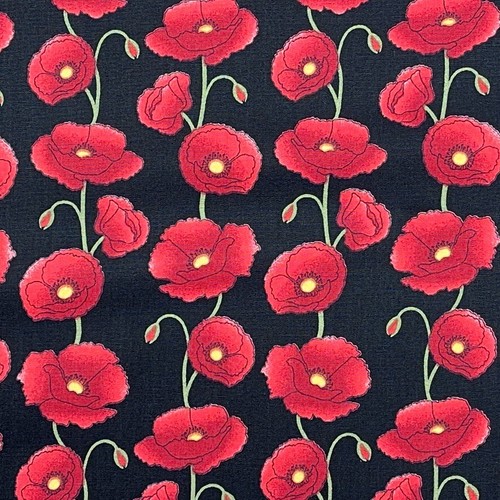 100 cotton poplin red - red, poppies