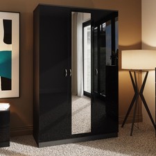 Black Gloss 3 Door Mirrored