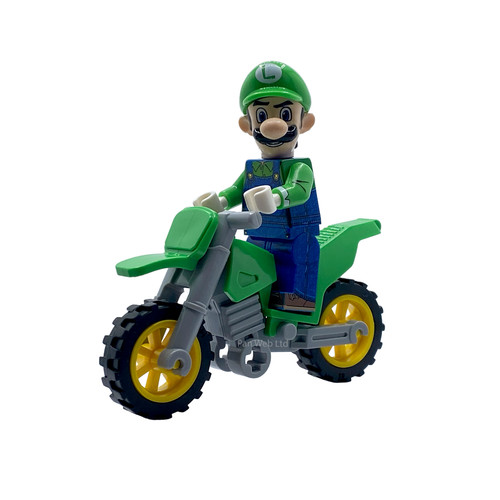 Luigi minifigure motorbike - luigi, on
