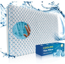 Ultra Thin Cooling Memory Foam Pillow – Low Profile 2.25-Inch Flat Pillow