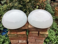 2 x vintage Hailware flush ceiling/wall light shades with one fitting