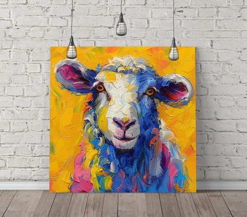 Vibrant sheep painting square - vibrant,