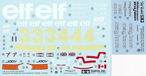 Tamiya decals for 20 - tamiya's, 1/20