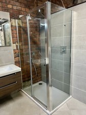 Roman Shower Enclosure Lumin 8mm 1200x800mm Rhd Opening & Shower Tray - Chrome