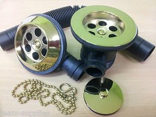 ANTIQUE GOLD BATH TAPS WASTE &