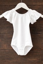 Girls White Leotard Flutter