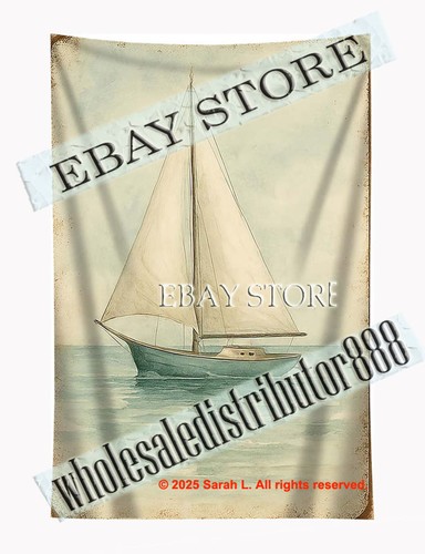 Sailboat calm sea art - art, tapestry