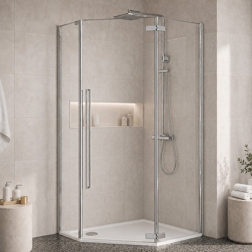 900x900mm chrome hinged - 900x900mm,