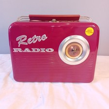 Vintage Radio Shaped Biscuit Tin  with Handle - Lunch Box Retro 50s