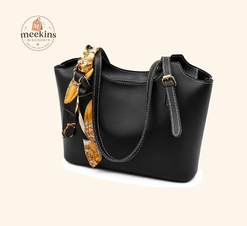 Women black leather tote - pu,