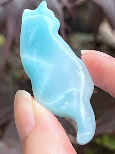 Larimar cat carving deep - larimar,