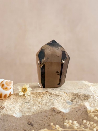 Smoky polished lemurian quartz - polished,