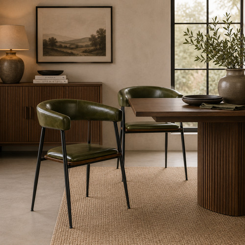 Green leather seat black base - seat,