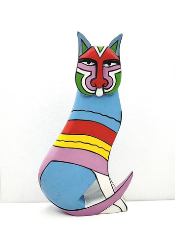 Wood cat figurine bright - cat,