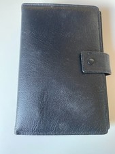 Factafile Black Leather Personal Six Ring Planner Binder, fits Filofax inserts