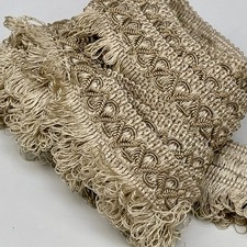 Vintage French 4.5m Unused Gold & Cream Colour Fringe Tassel Upholstery Trim