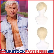Barbie Ken Wig Movie Role Play Short Blonde Hair Party Carnival Prop Fancy newUK