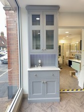 Ex Display Woodstock Dresser Unit Light Blue, 4 Doors & 1 Drawer Inc Quartz Top