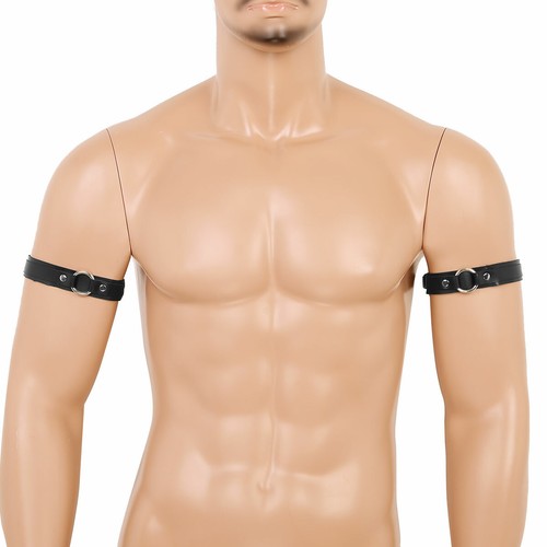 Men armbands black leather - pu,