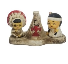 Vintage Teepee Indian Salt & Pepper Shaker Retro Toothpick Holder - Japan