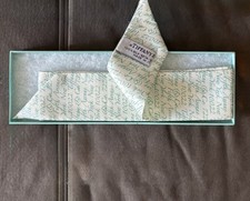 Original Vintage Tiffany & Co. scarf choker 100% silk Turquoise White 84x5cm