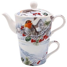 Christmas Robins Tea for One