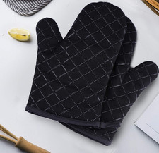 2x Double Heat Resistant Silicone Oven Glove Non-Slip Silicon Kitchen Oven Mitts