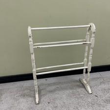 Vintage Traditional White Wooden Towel Rail Solid Wood