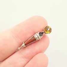 Antique Scottish Dirk Sterling Silver Brooch Pin 1911 Citrine Paste Cairngorm