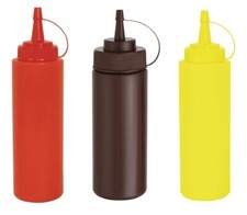 Sauce Bottle Red Brown Yellow