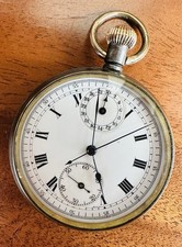 Chronograph Pocket Watch In Gunmetal. Circa WW1 Era With Complicated Movement.