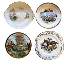Lot of 4 vintage HUNTING SCENE PLATES Regency Britannia Pall Mall Ware Finsbury