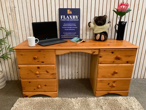 Pine double pedestal desk - pine,