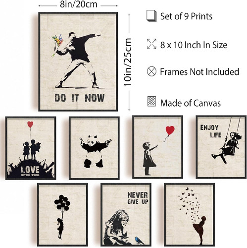 Set banksy wall art prints - set,