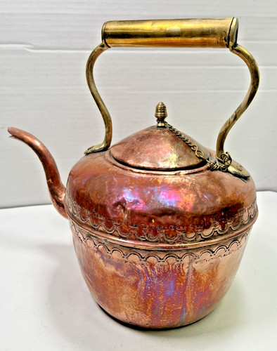 Antique copper tea kettle pot - copper,