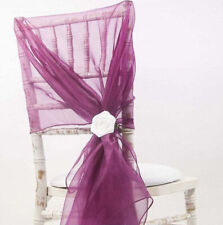 NEW CHAIR COVER WEDDING PARTY DECOR HOODS ORGANZA FABRIC VARIOUS COLOURS 50PCS