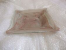SQUARE GLASS CANDLE HOLDER STAND PLATE WITH SWIRLING PATTERN
