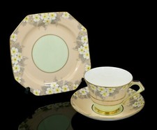 1930'S ROYAL PARAGON BONE CHINA CUP SAUCER PLATE TRIO ART DECO PRIMROSES G1928