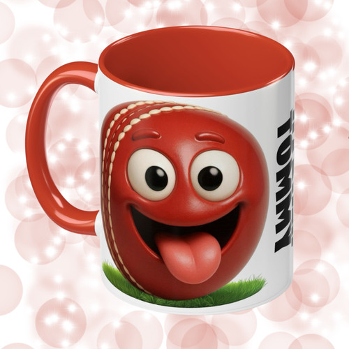 Cricket ball mug personalised - cricket,