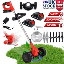 Cordless Grass Trimmer 1200W 20V Electric Lawn Mower 2IN1 Edger 2x Battery UK
